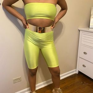 Neon green cut out , one pc with gold metal belt